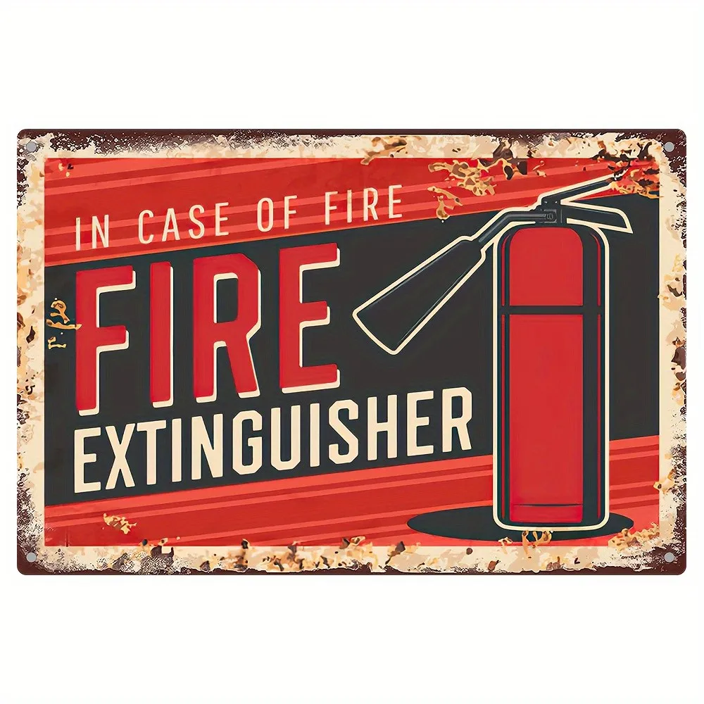 Vintage Fire Extinguisher Metal Sign Retro Safety Decor for Bar Garage Man Cave