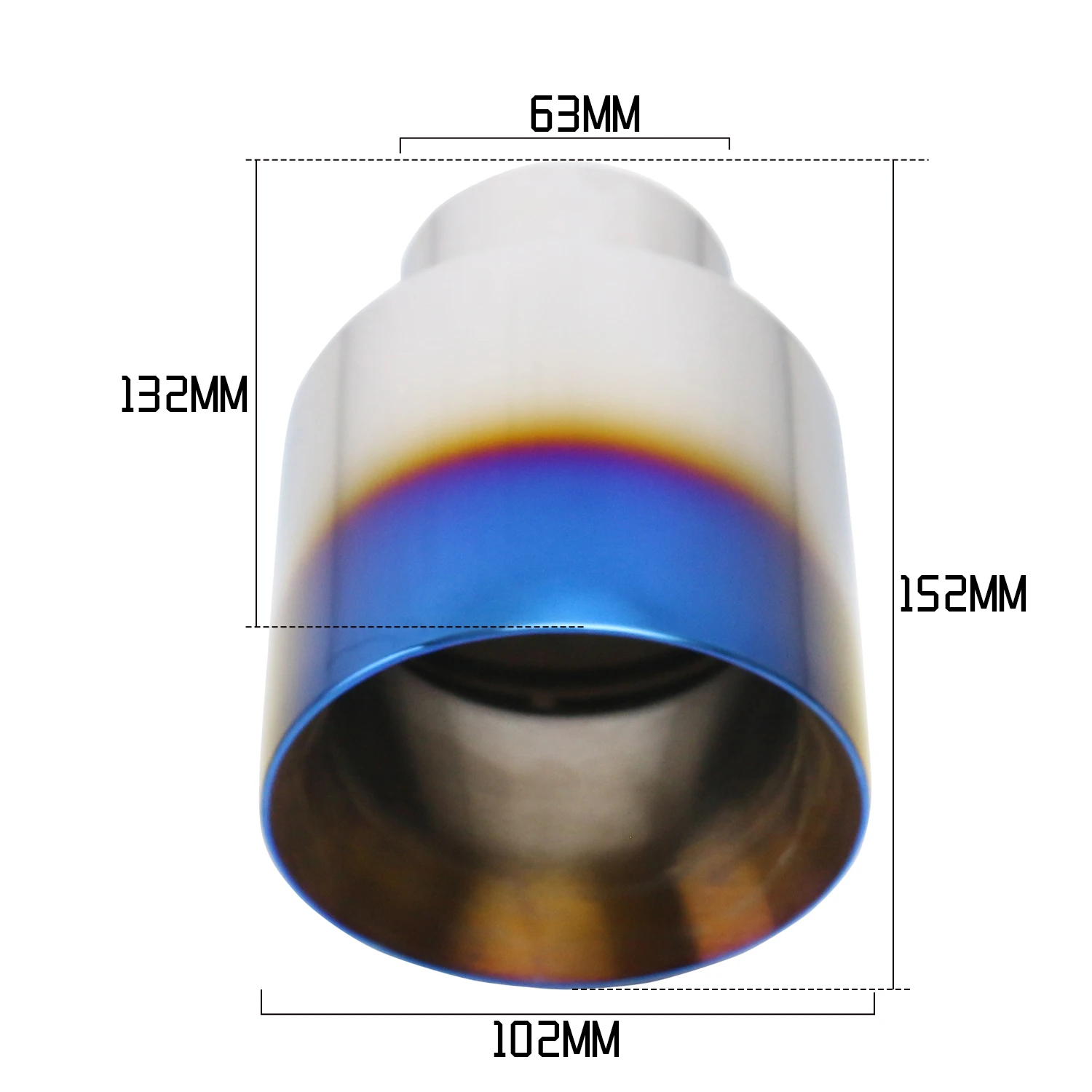 

Automotive Replaced Exhaust Tailpipe Tip 63mm Inlet 89mm 102mm Outlet Stainless Steel Weld-On muffler Tips