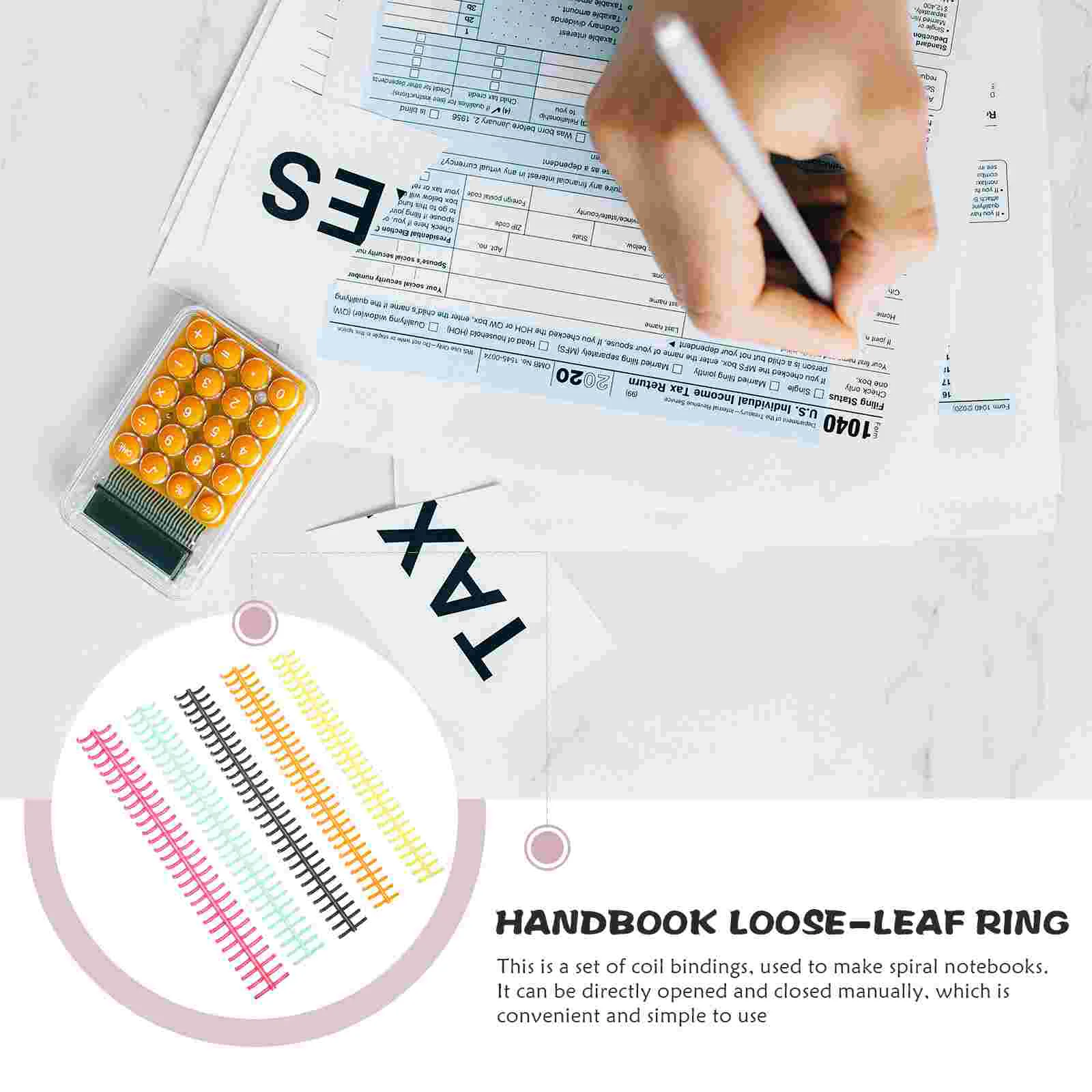 Cuadernos en espiral de plástico, bobina de hojas sueltas, encuadernación de espinas, bobinas adhesivas, fijaciones de oficina, fabricación de papelería creativa, 11 Uds.