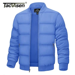 TACVASEN Men's Winter Quilted Lined Bomber Jacket Puffer Jackets Full Zip Casual Warm Coats Zipper Pockets Hiking Outwear Tops