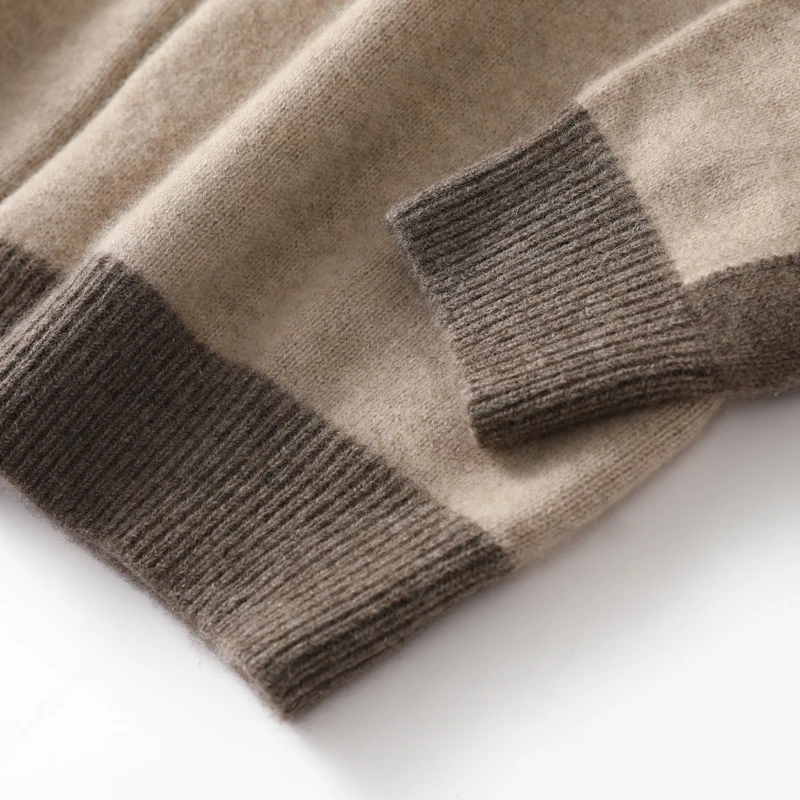 A-Class 100% Pure Cashmere Coat Men's Thick Stand Collar Knitted Cardigan Casual Long Sleeved Shirt Autumn Winter Warm Menswear