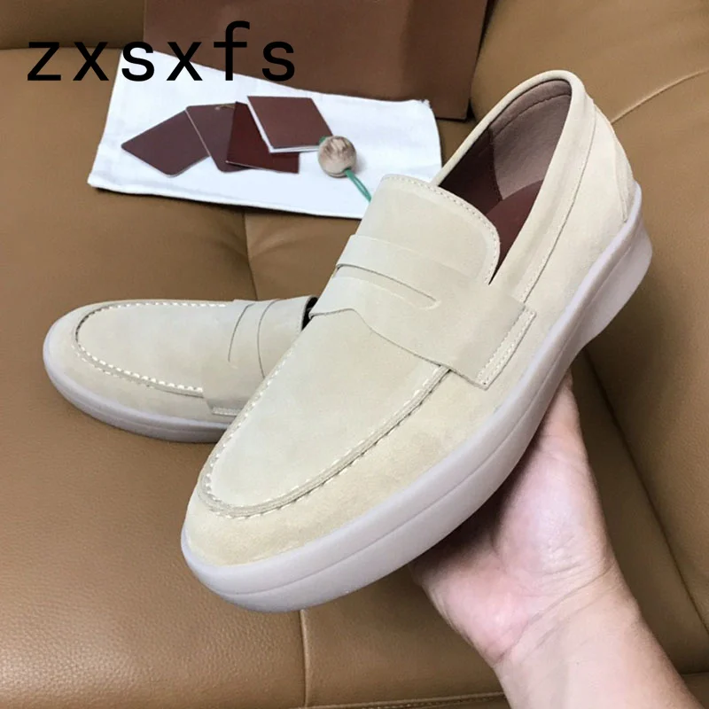 2023 Hot Summer Walk Flat Causal Shoes Men Cow Leather Slip On Loafers Spring Brand Buiness Shoes For Men Round Toe Male Size47