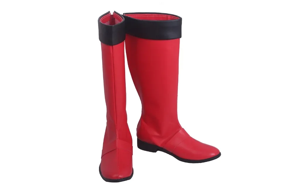 Super Sentai Go-Busters Red Buster Cosplay Boots - Red Leather Hero Costume Shoes, Custom Unisex Collection