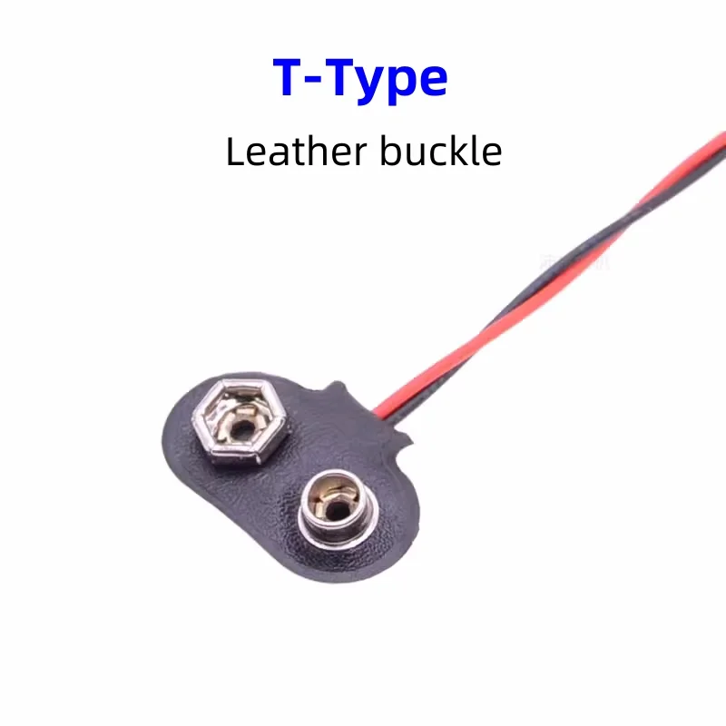 9V Batterij Knop/Connector Kabel Lengte 15Cm T-Type /I-Type 6f22 Vierkante Batterij Box/Cap/Seat Harde Plastic Gesp/Lederen Gesp