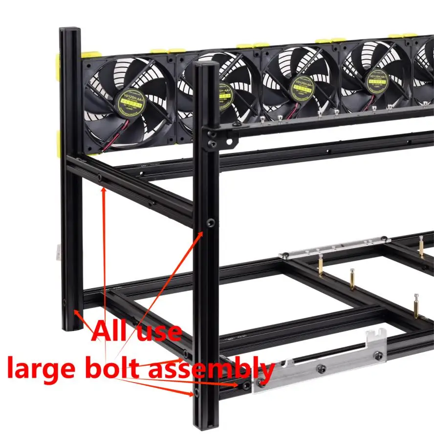 Imagem -06 - Funplaysmart V4c 12-quadro do Mineiro de Gpu Caixa Empilhável da Mineração da Criptomoeda da Liga de Alumínio Cremalheira do ar Aberto com Suporte do fã