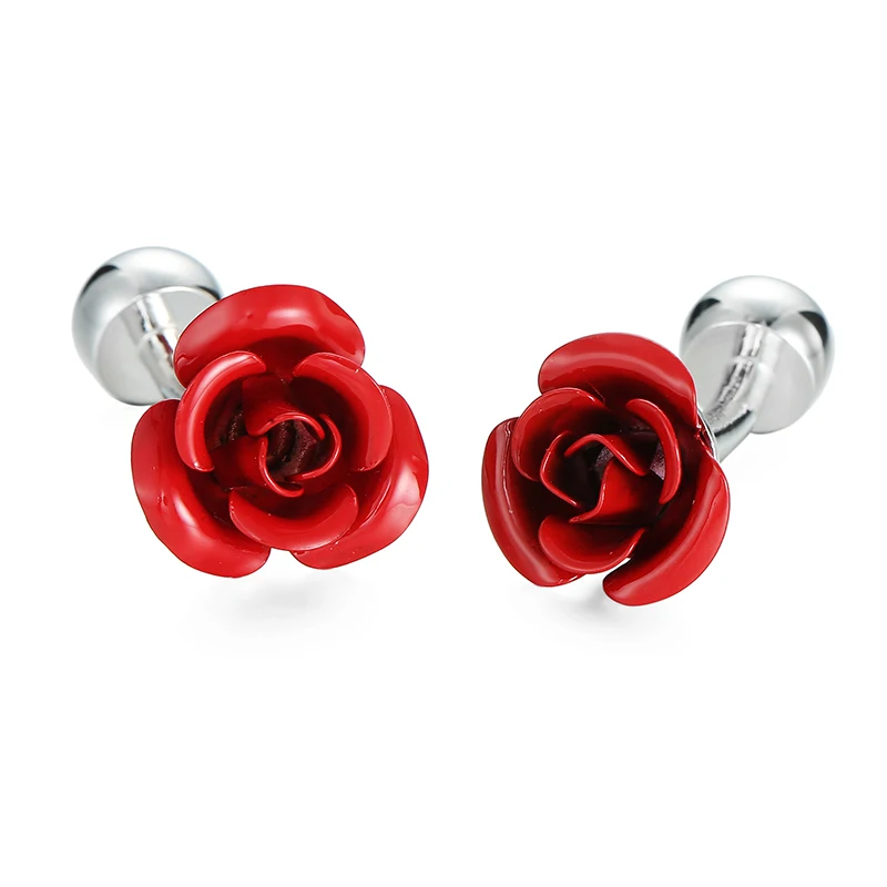Classic men's French shirt cufflinks Colorful colored love rose blocks cuffs buttons business suit accessories jewelry gifts