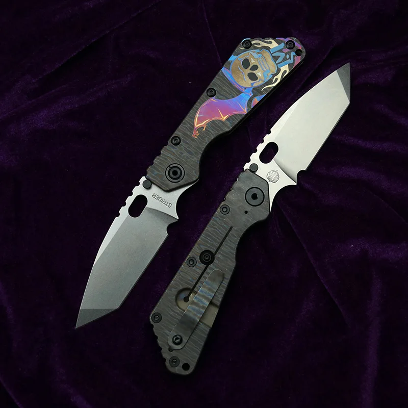 LEMIFSHE NEW titanium handle SMF carving SNF AUS10 Tanto blade copper washer folding knife camping hunting outdoor EDC tool - view 2