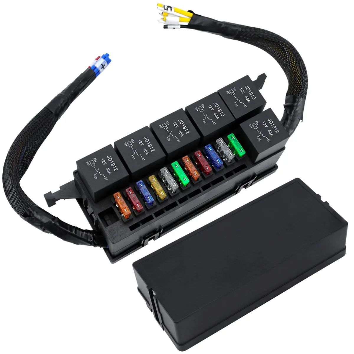 11 Way 6 Relay Waterproof Fuse Box Panel Mount For RV Truck Boat Car Electrical System Distribution Block