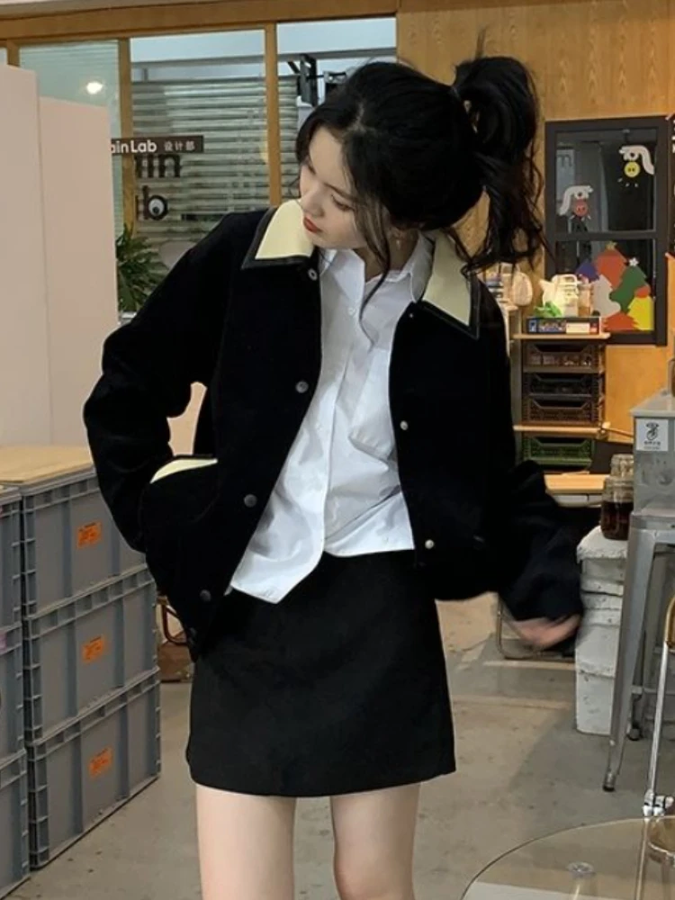 

Basic Jackets for Women Patchwork Loose Tender Streetwear American Retro Style Harajuku Autumn Chaqueta Mujer Coats Fashion Chic