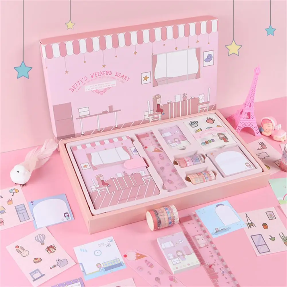 Daily Notepad Great Cute Handmade Writing Notebook Kit with Ruler Sticker Smooth Writing Widely Applied Notebook