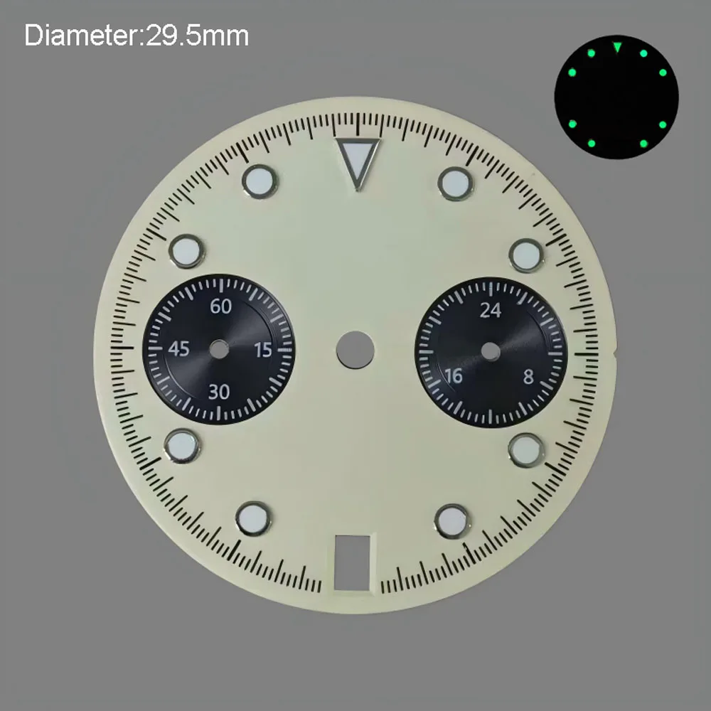 NO LOGO 29.5mm VK64 Dial Yellow Pink Blue Black Panda Dial for Japanese VK64 Quartz Movement Date at 6 O'clock Watch Accessories