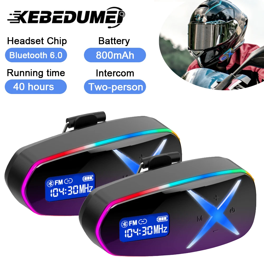 

K16/2X Motorcycle Bluetooth Intercom FM Radio Helmet Headset For 2 Rider Intercomunicador Moto Waterproof Interphone Earphone