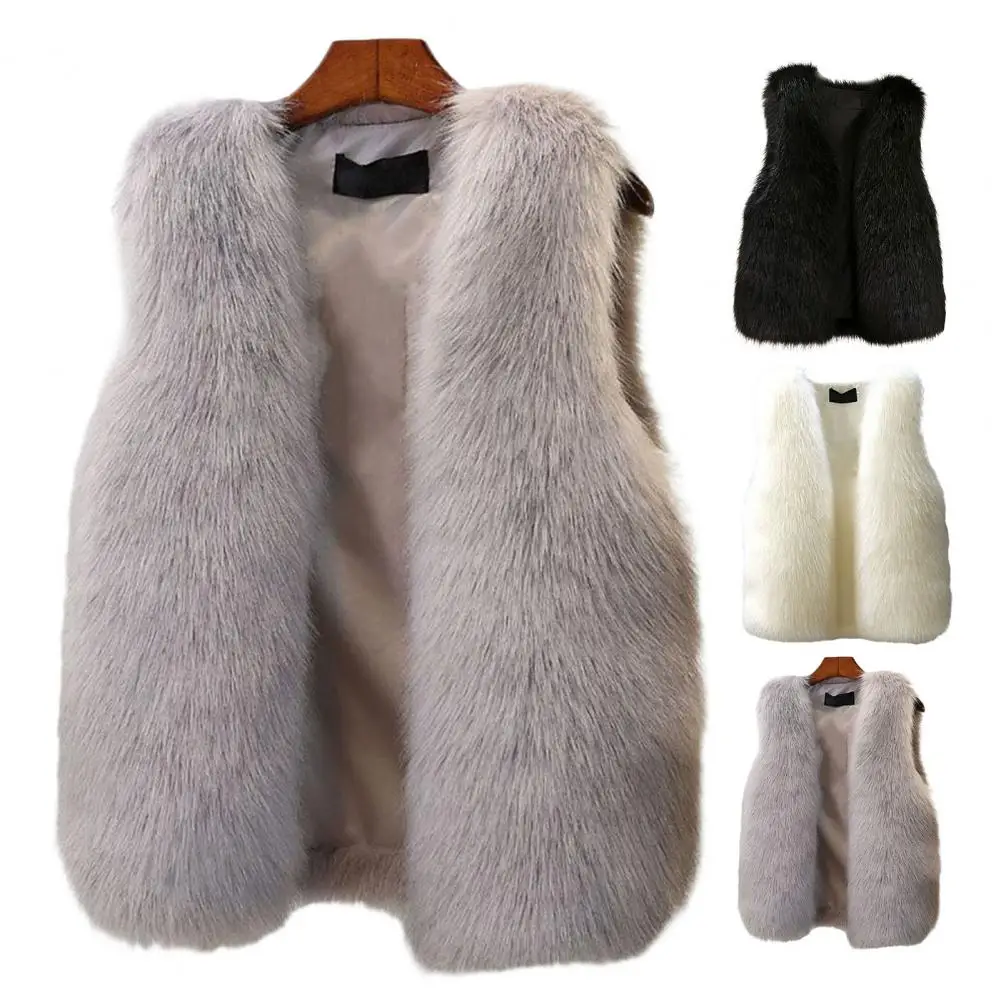 Women Fur Vest 2023 New Female Waistcoat Faux Fox Fur Foat Winter Jackets Thickened Warm Sleeveless Outerwear Top