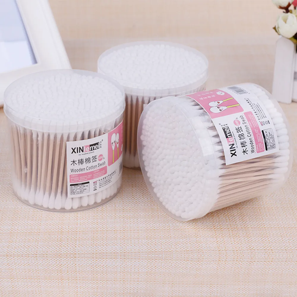 Tattoo Supplies 500Pcs Disposable Cotton Swabs Lint Free Brushes Wood Cotton Buds Ear Clean Stick Eyelash Extension Glue Removin