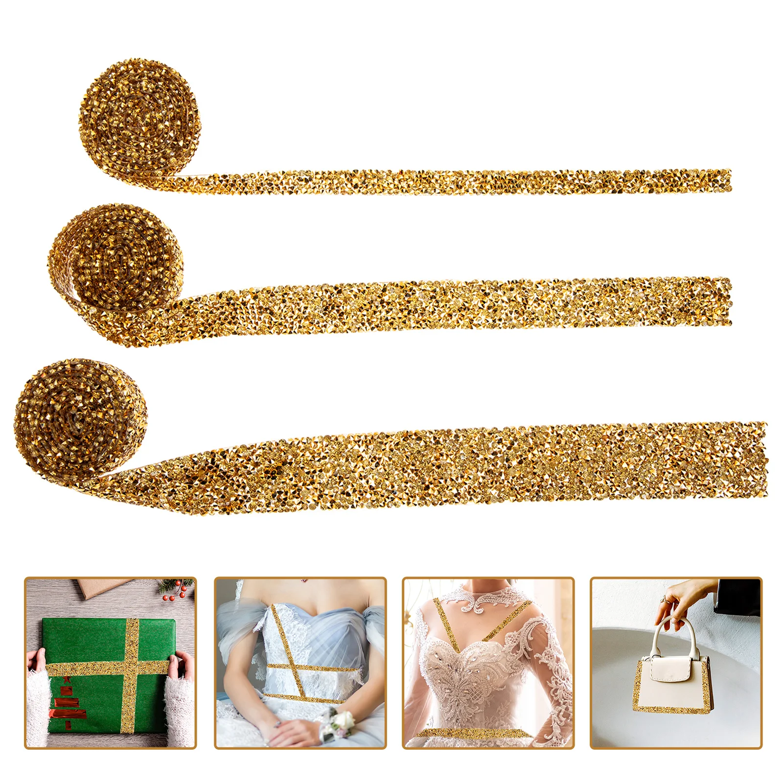 

3pcs Rhinestone Ribbon Roll Crystal Diamonds Sparkling Diy Crafts Accessory Wedding Party Decor Arts Craft Supplies