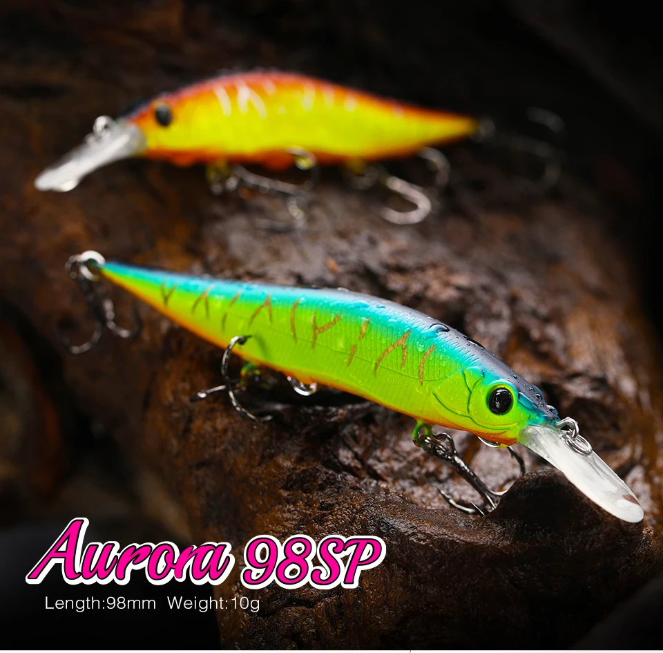 TSURINOYA 98mm 10g SP Tiefe Max 2,2m Suspending Minnow Jerkbait AURORA 98SP Gewicht Harter Köder Weitwurf Angelköder – Detail 7