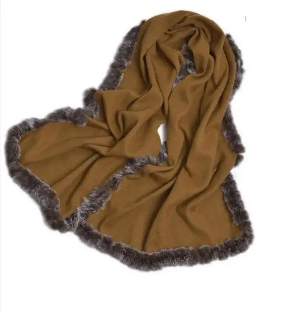 

Зимне-осенний женский теплый широкий шарф-накидка из натурального меха кролика рекс, шаль из 100% шерсти, модный уютный аксессуар для холодной погоды