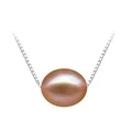 Women's Black Freshwater Pearl Pendant Necklace, 925 Sterling Silver