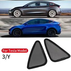 2PCS Car Rear Window Sunshade Net Small Triangle Shading Mats Light Blocking Pads Protector For Tesla Model 3 Y Auto Accessories