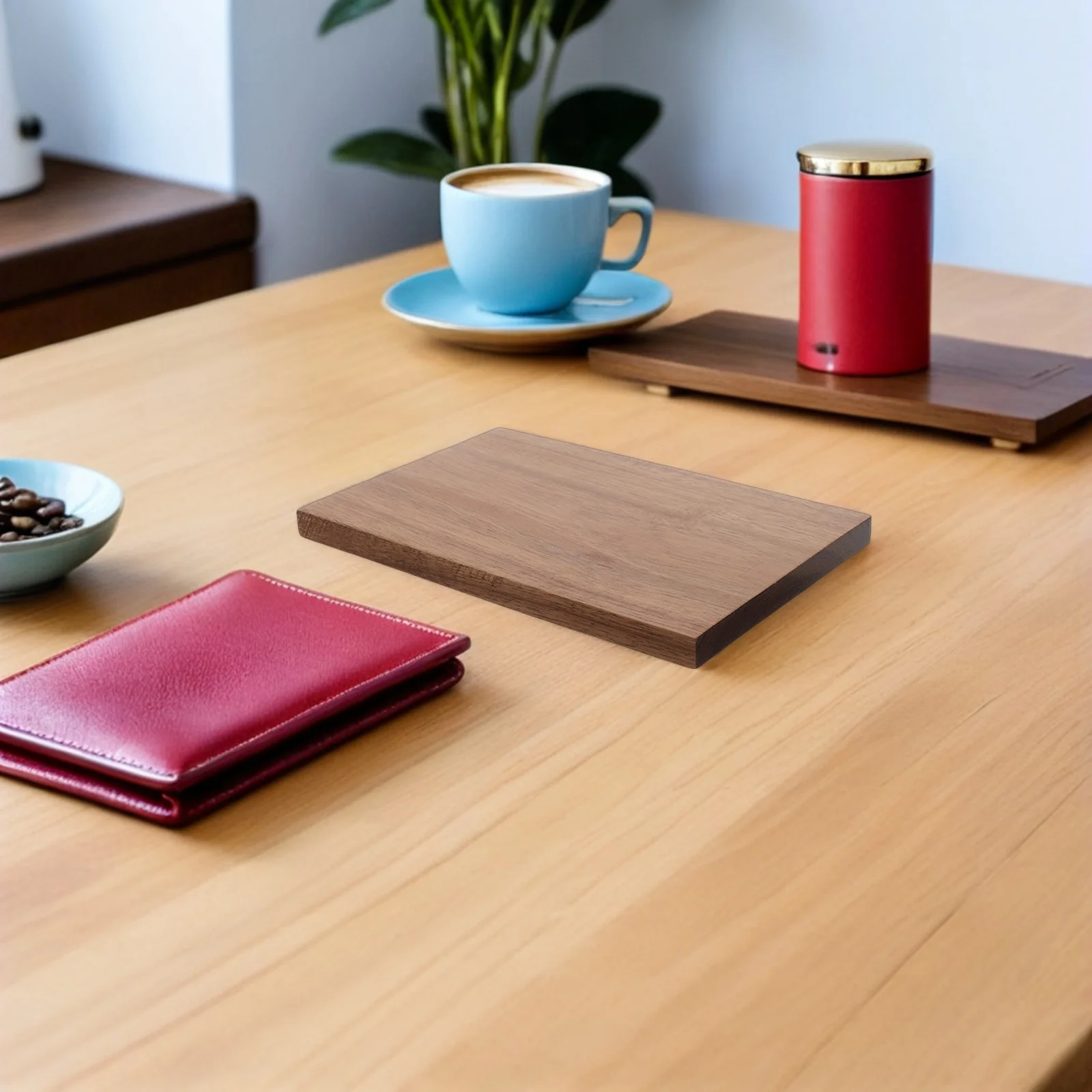 

7x5 Inch Wooden Coaster Heat Resistant Rectangle Cup Pad Stable Anti-Scalding Table Mat Wooden Trivet Tray for Dining