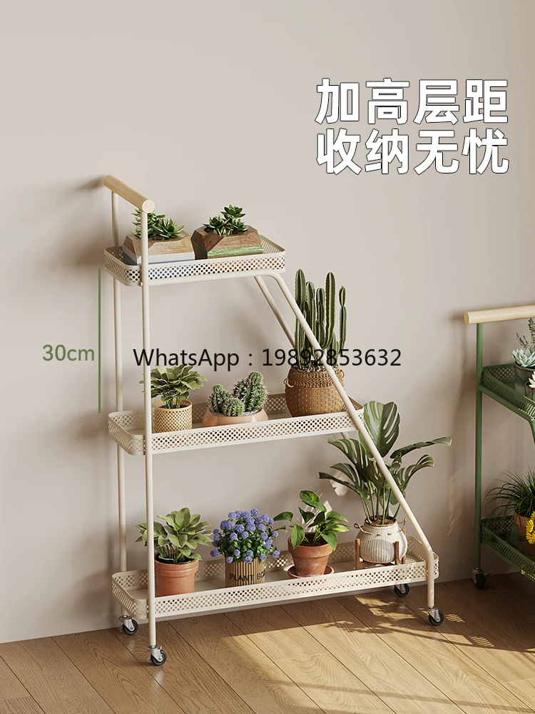 

YFY Flower Stand Movable Balcony Floor Iron Art Succulent Flower Pot Plant Display Stand
