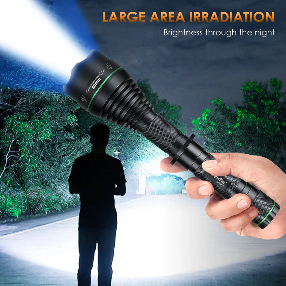 Uniquefire 1508 50mm Convex Lens LED Flashlight 5 Modes 2500 Lumen Protable Torch Long Service Life for Outdoor Camping