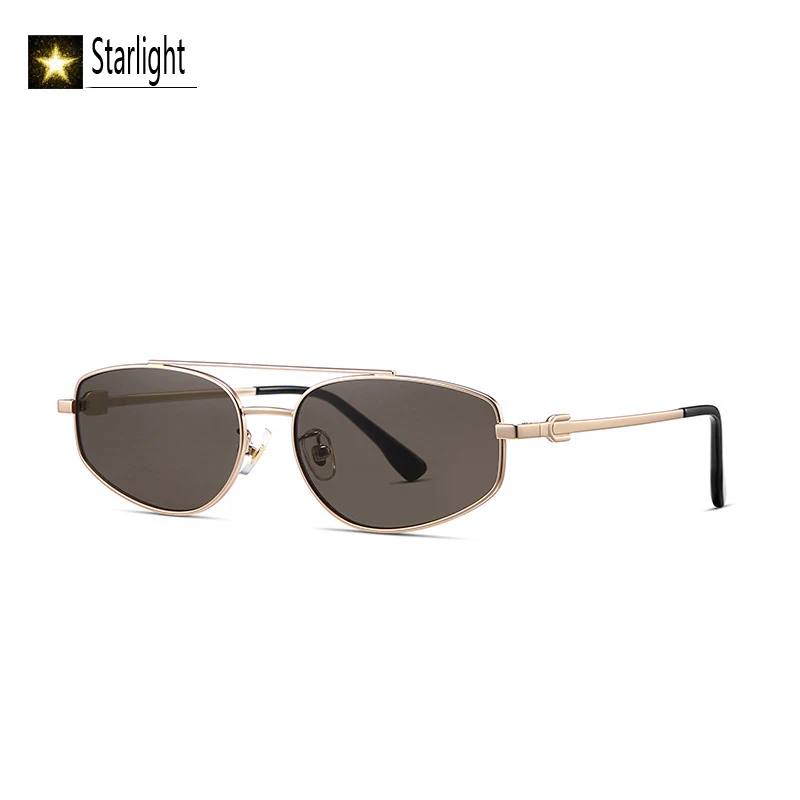 

Ultra light polygonal Sunglasses Men double-beam Fashion brown metal Unisex UV400 pilot Retro Glasses Man Eyewear Women driving