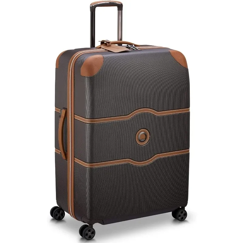 DELSEY PARIS Chatelet Air 2.0 Hardside Luggage with Spinner Wheels, Chocolate Brown, Checked-Large 28 Inch