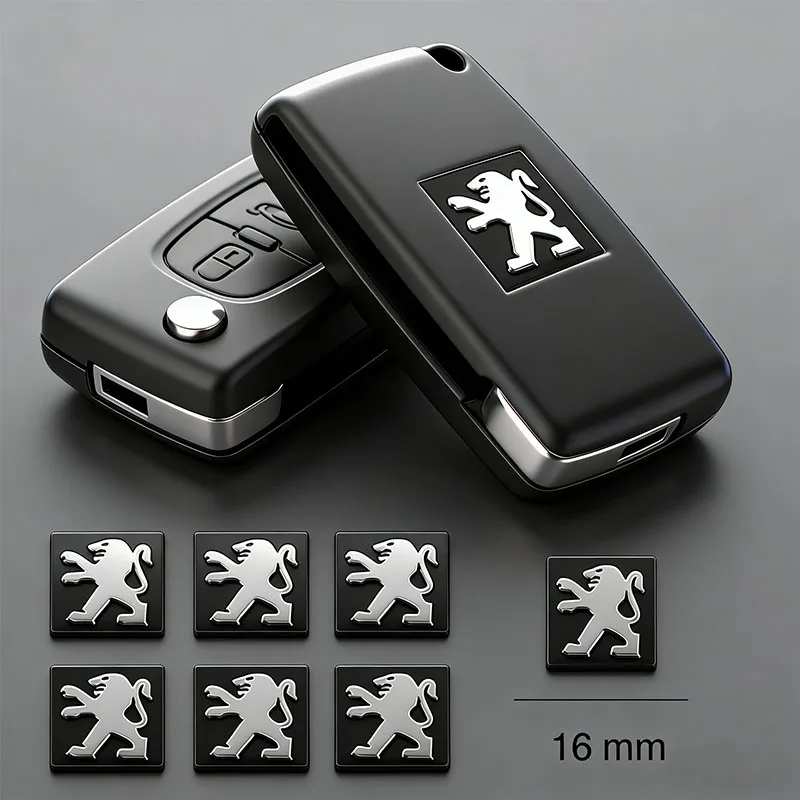 Auto-Fernbedienungsschlüssel-Aufkleber Aluminium-Emblem Dekorationsaufkleber für Peugeot 206 207 308 307 208 107 508 301 406 607 106 407 205 3008 408