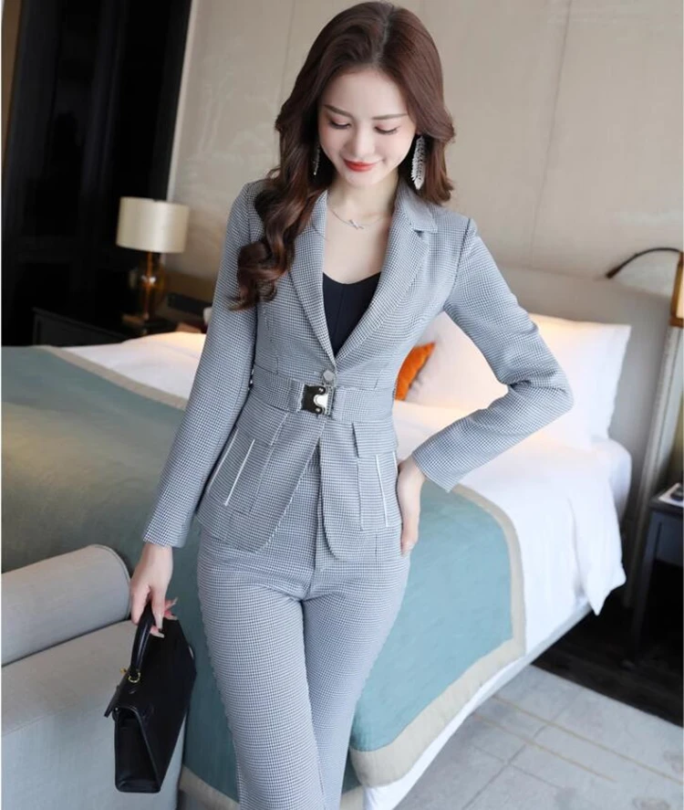 

new spring autumn office lady fashion casual brand female women girls coat pants sets suits clothing