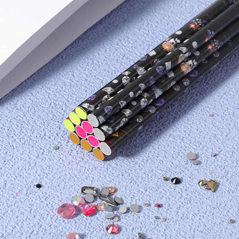 

4pcs Dotting Pen Rhinestone Tools with Adhesive for Nail DIY Gem Pen Wax Crayon Lightweight Durable Home Salon Use