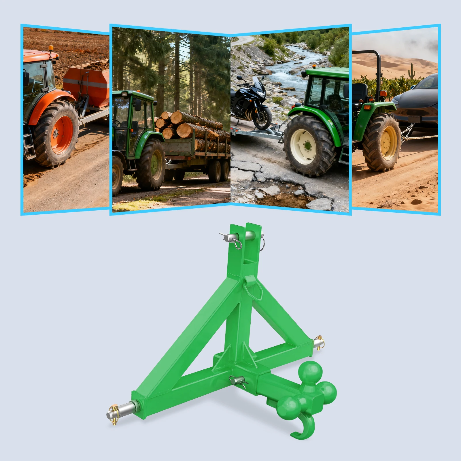 Assembly 10000lbs Green Heavy Duty Trailer Hitch Portable Stable Trailer Hitch Receiver for Trailers Agricultural Tools