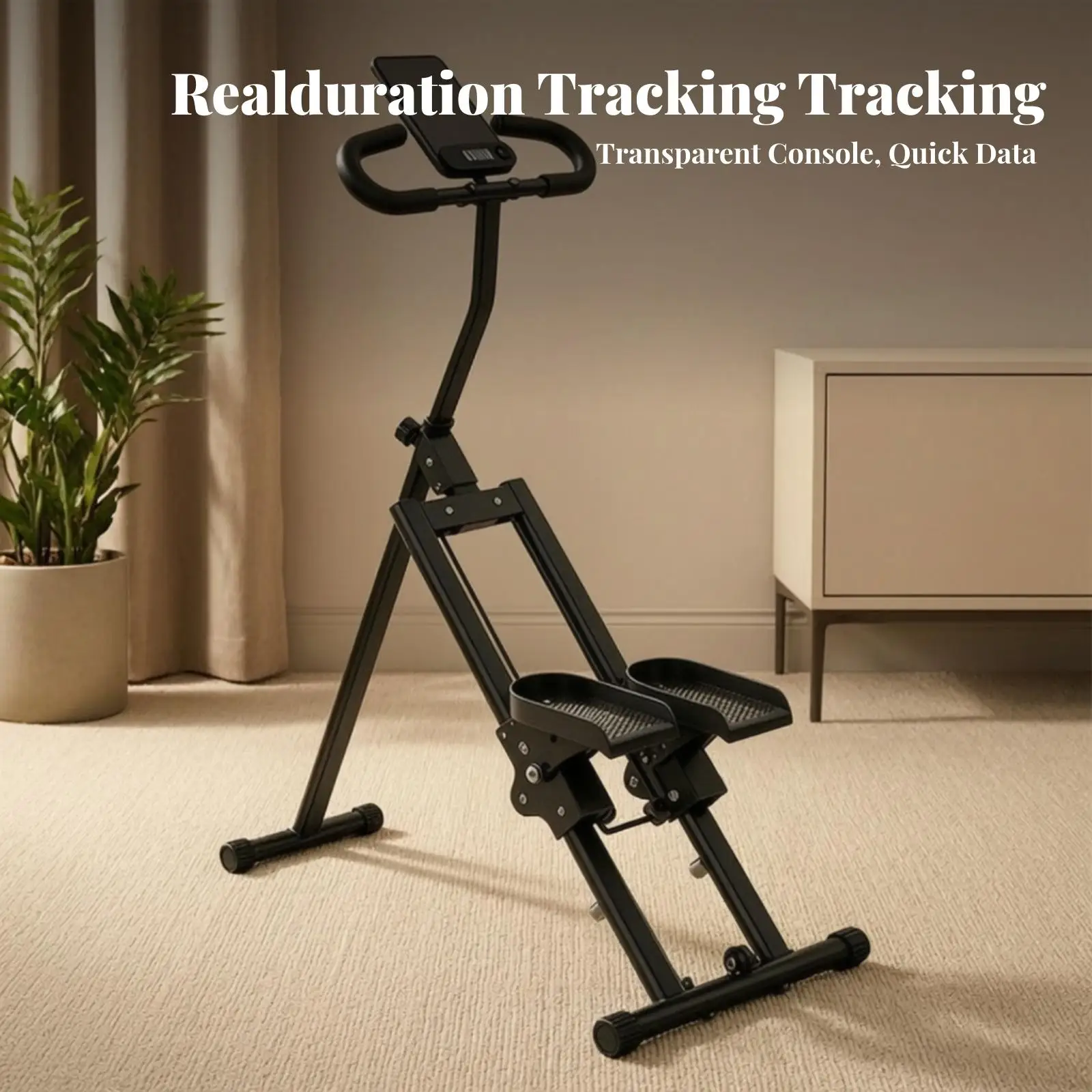 Vertical Climber Foldable Stair Climber with Display Holder Climbing Exerciser Spring-Resistance Stepper Machine Compact