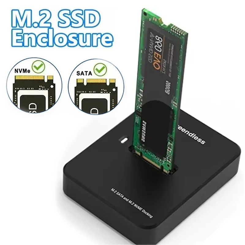 External SSD Hard Disk M.2 SSD Enclosure 10Gbps Reading Writing Speed SSD Case For M.2 NVME SATA SSD Docking Station Accessories