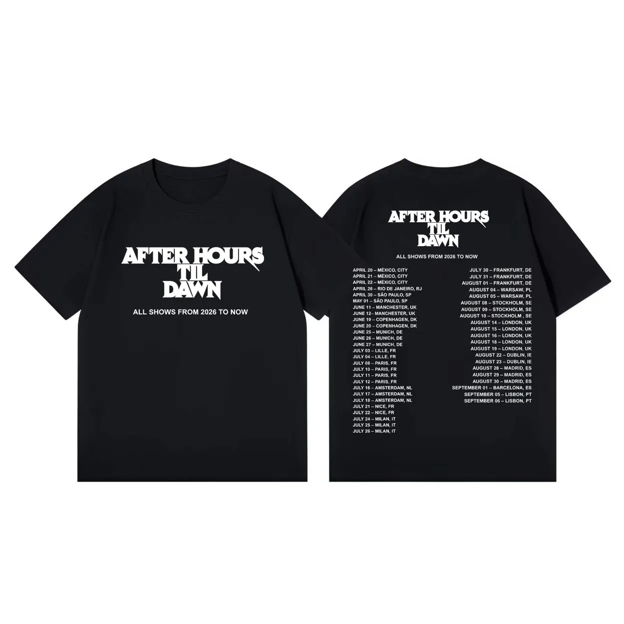 Camiseta con estampado del rapero The Weeknd After Hours Til Dawn Tour 2026, novedad de verano, camiseta de gran tamaño de algodón a la moda para hombres y mujeres, Y2K