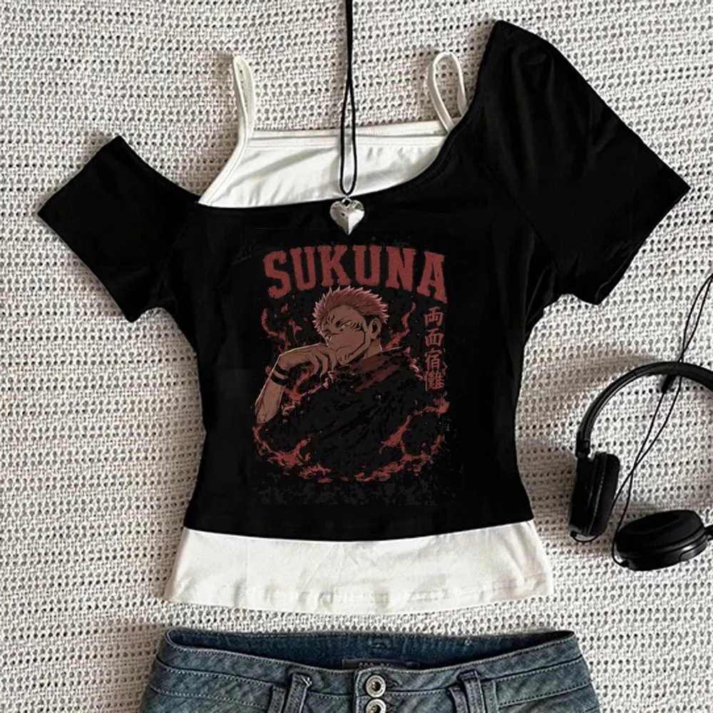 Jujutsu Kaisen crop top teen korean fashion gothic cutecore emo shirt 2000s vintage cheap gothic anime