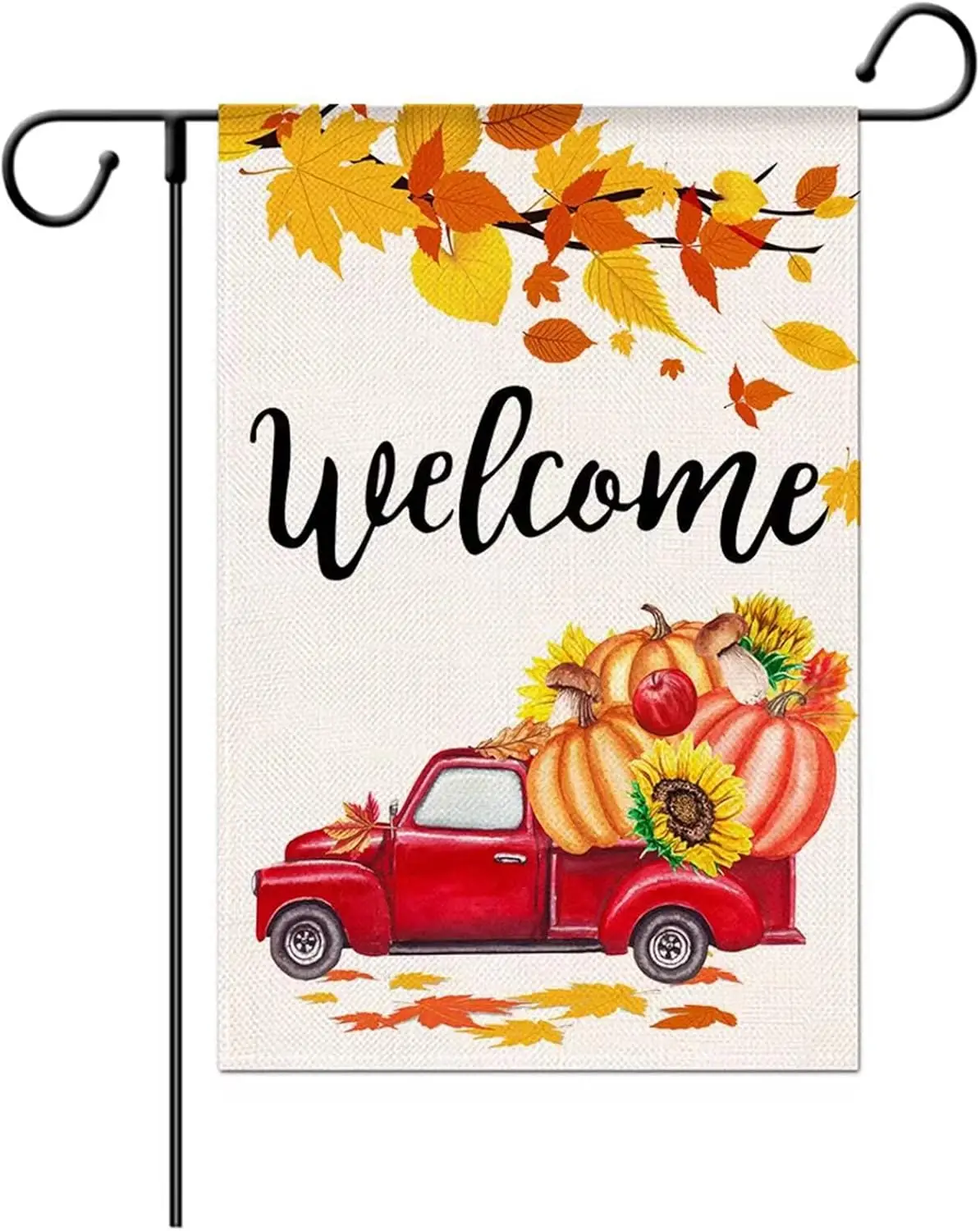 Fall Garden Flag Autumn 12x18 Double Sided Burlap Small Welcome Fall Flags Pumpkin Red Truck Maple Leaf Yard Outside Outdoor yyi