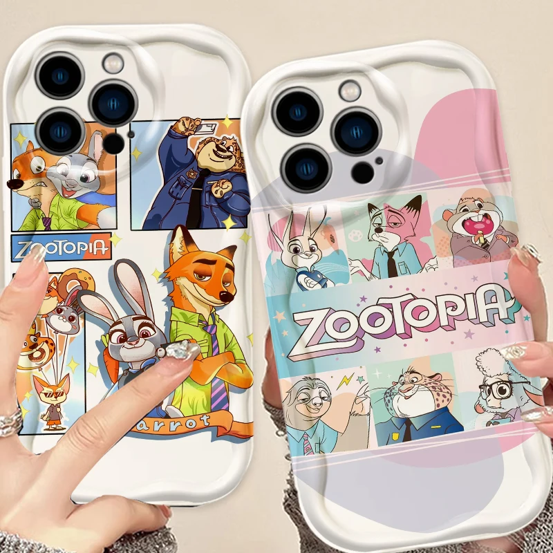 Zootopia Disney Cartoon Cute For Apple iPhone 15 14 13 12 11 XS XR X Pro Max Plus Wave Oil Soft Phone Case