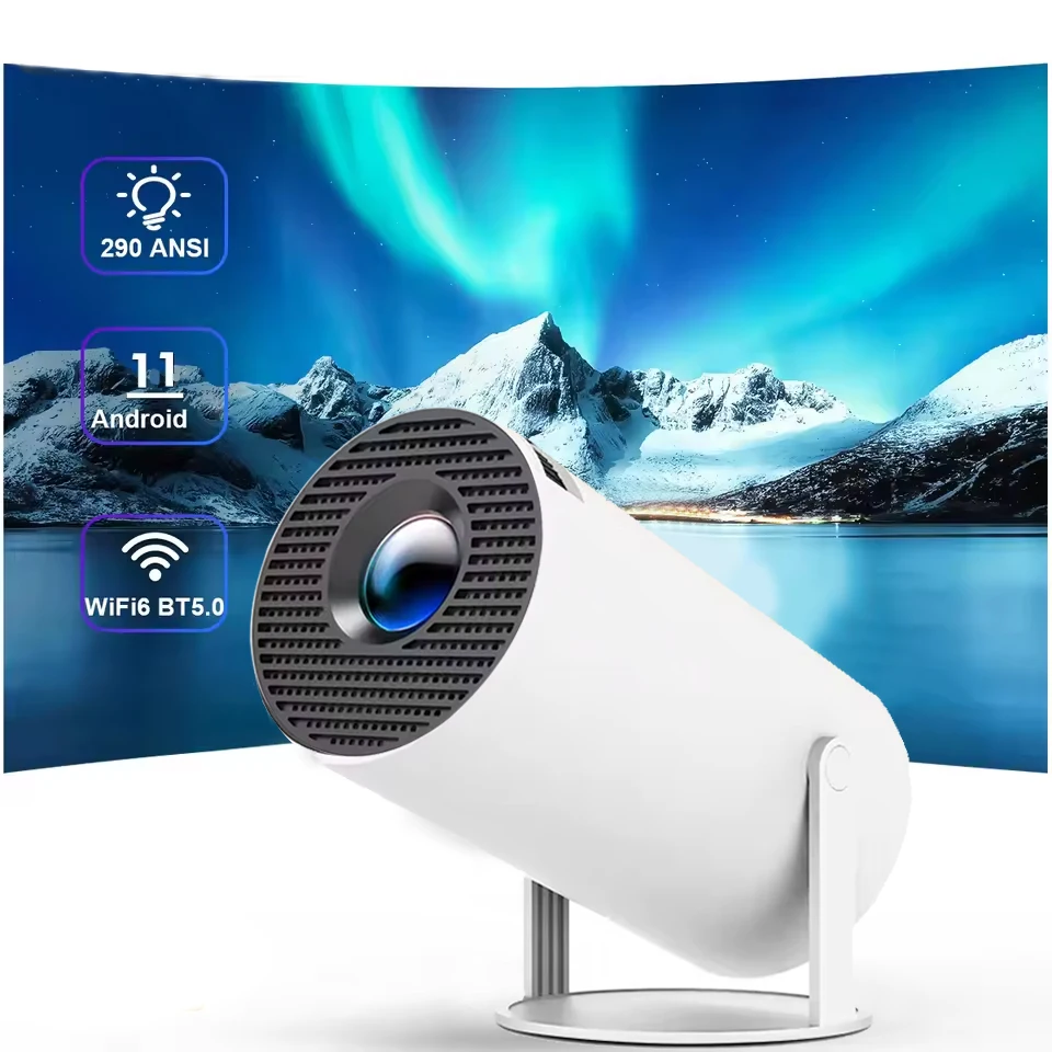 2026 Nieuwe HY300 Projector 4K Android 11 Wifi6 290ANSI Allwinner H713 BT5.0 1080P 1280*720P Cinema Buiten Portable Projector ﻿