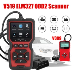 12V V519 V309 ELM327 OBD2 Scanner OBDII Car Diagnostic Tools Code Reader Ignition Battery Tester Detector Automotive Accessories