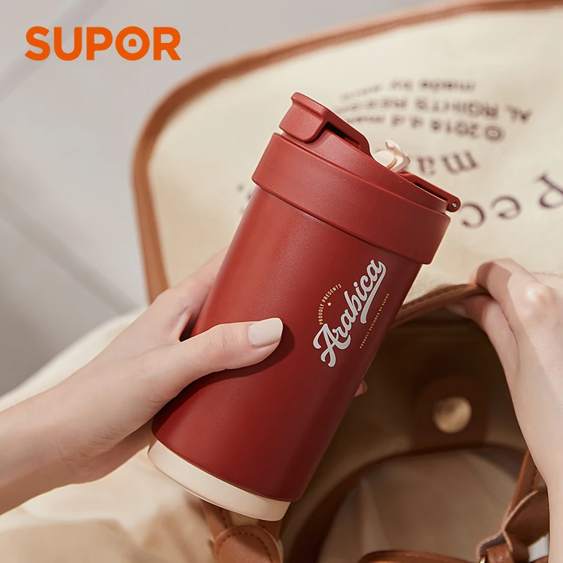 SUPOR 500ml Stainless Steel Coffee Cup Travel Thermal Mug Leak-Proof Thermos Bottle Tea Coffee Mug Vacuum Flask Insulated Cups