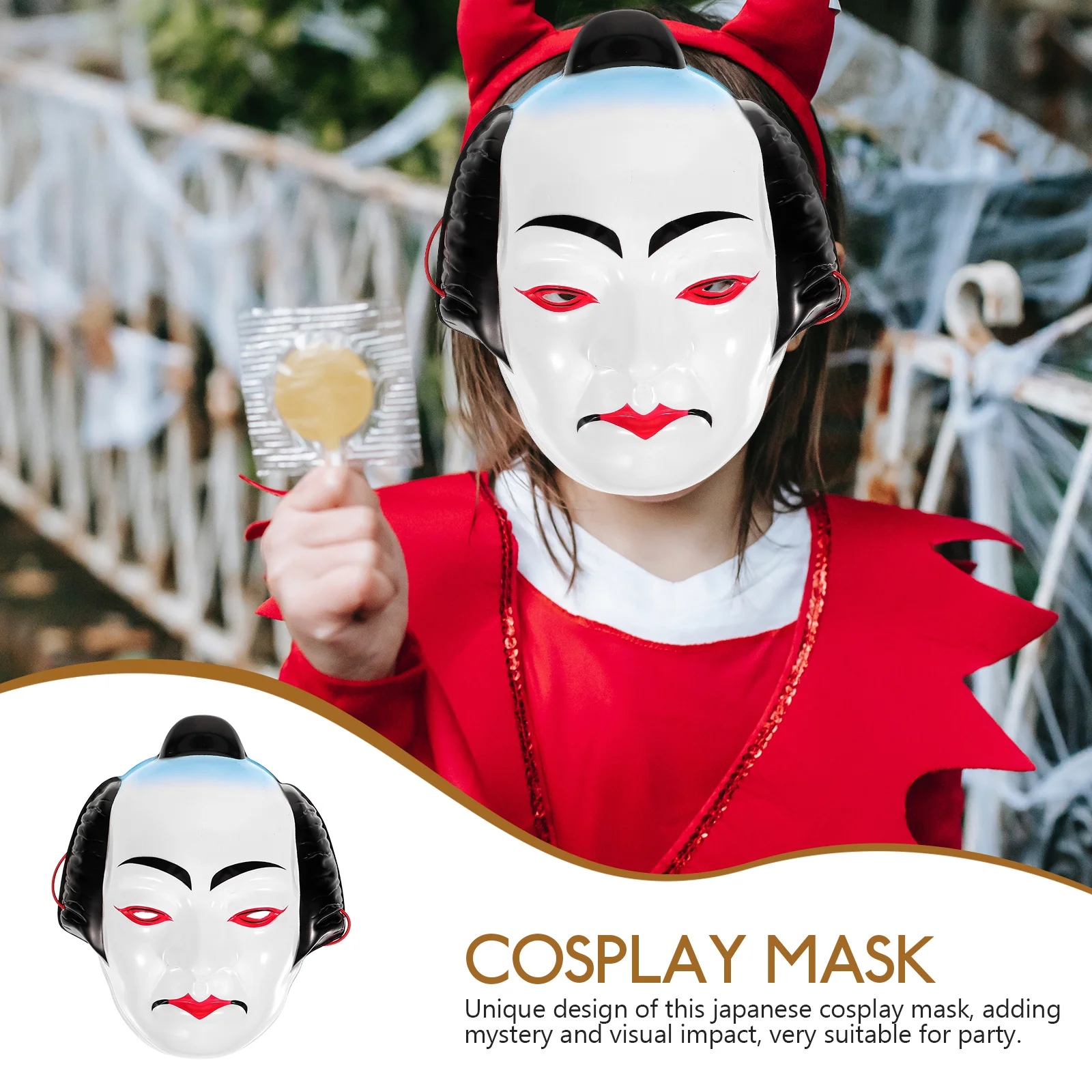 

Halloween Costumes Nokyu Mask Masks Japanese Cosplay Demon Half Face Scary Miss