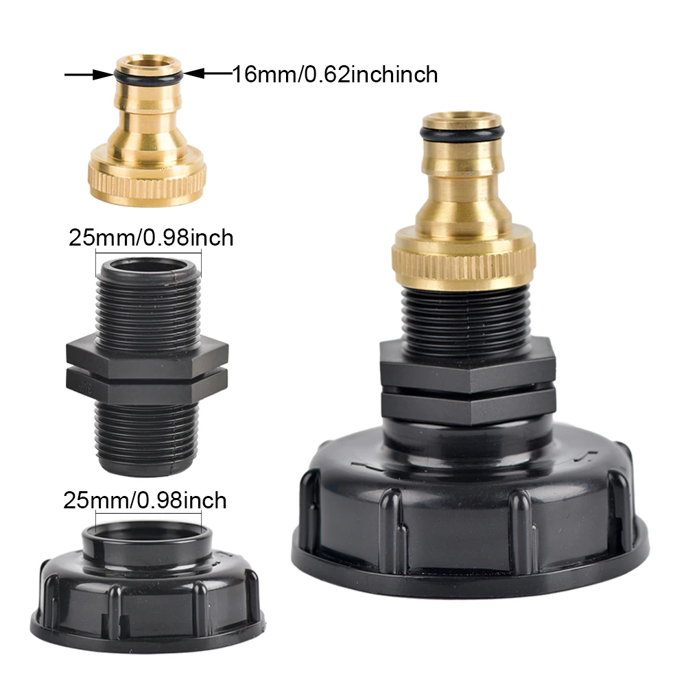 IBC Faucet Adapter S60x6 Thread Nipple Connector Valve Garden Hose  Brass Quick Connector For 1000L  Water Tank