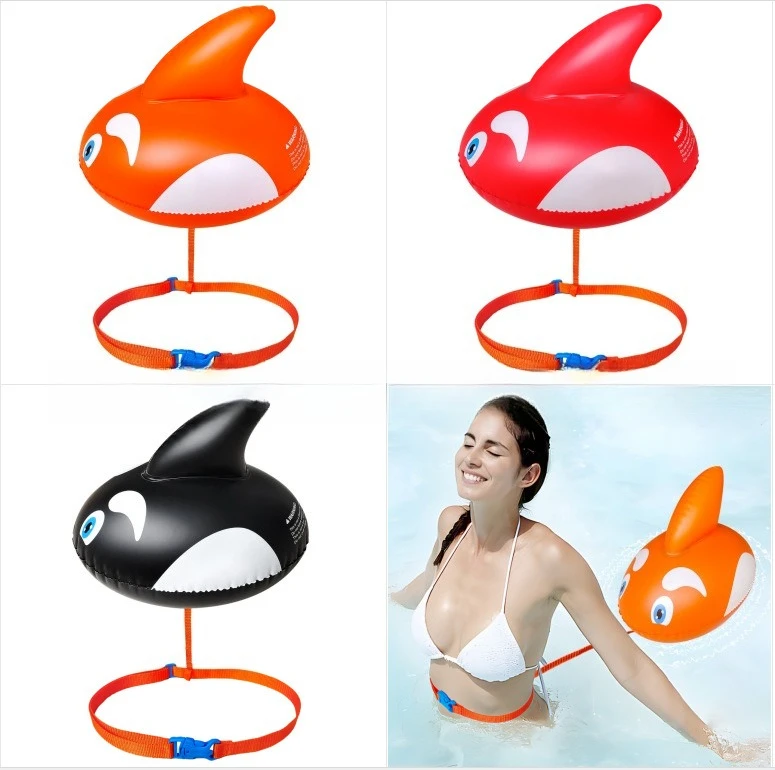 Thickened PCV inflatable buoy follow-up bug anti-drowning airbag float assisted swimming adult life-saving equipment