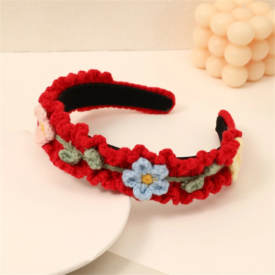 New Fashion children\'s hair accessories hand-knitted wool headband lady cute girl heart flower wide headband hair accessories