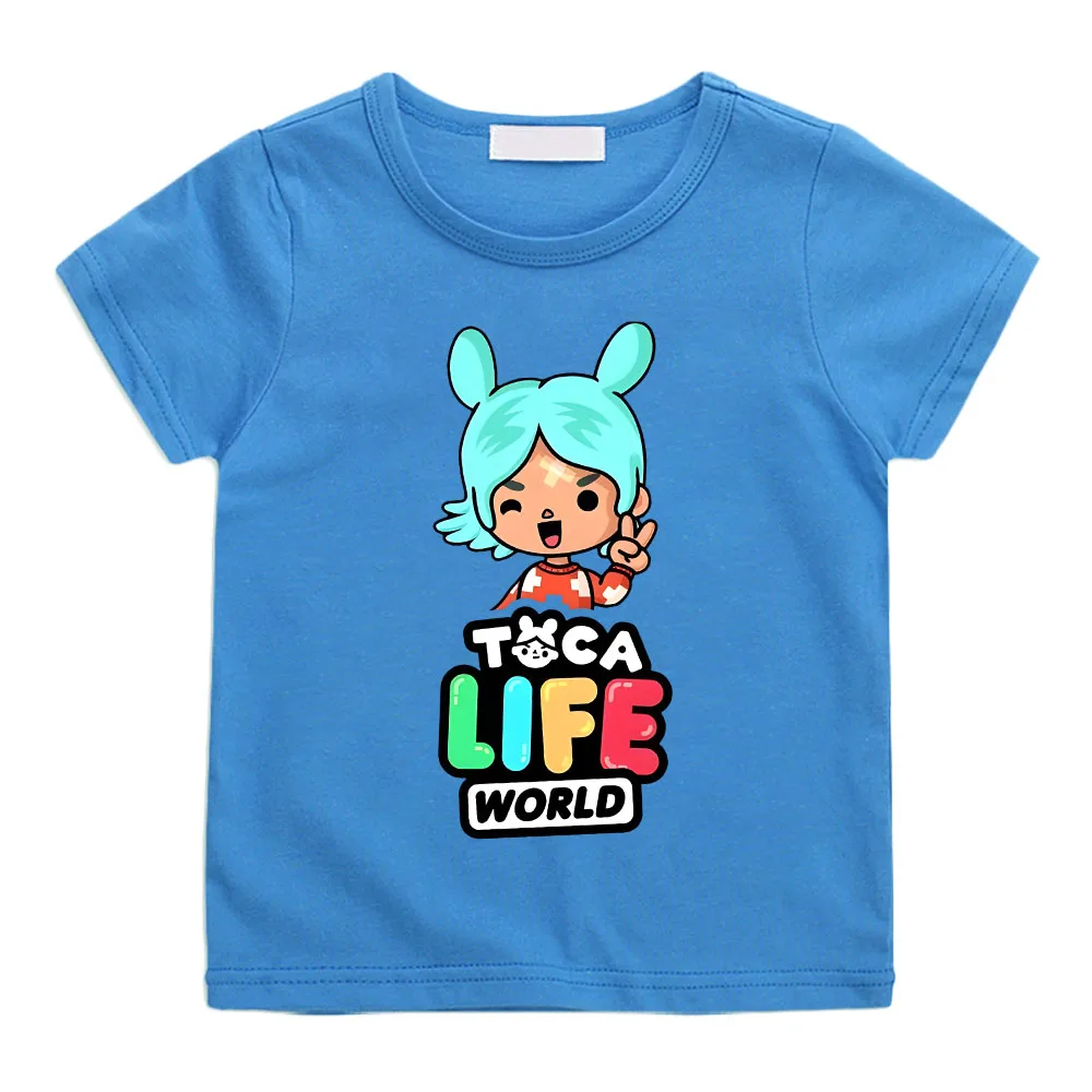 Toca Life World Children's T-shirt 100% Cotton Short Sleeve Tee-shirt Kawaii Cartoon Graphic Printing Tshirts Kids Summer Tops