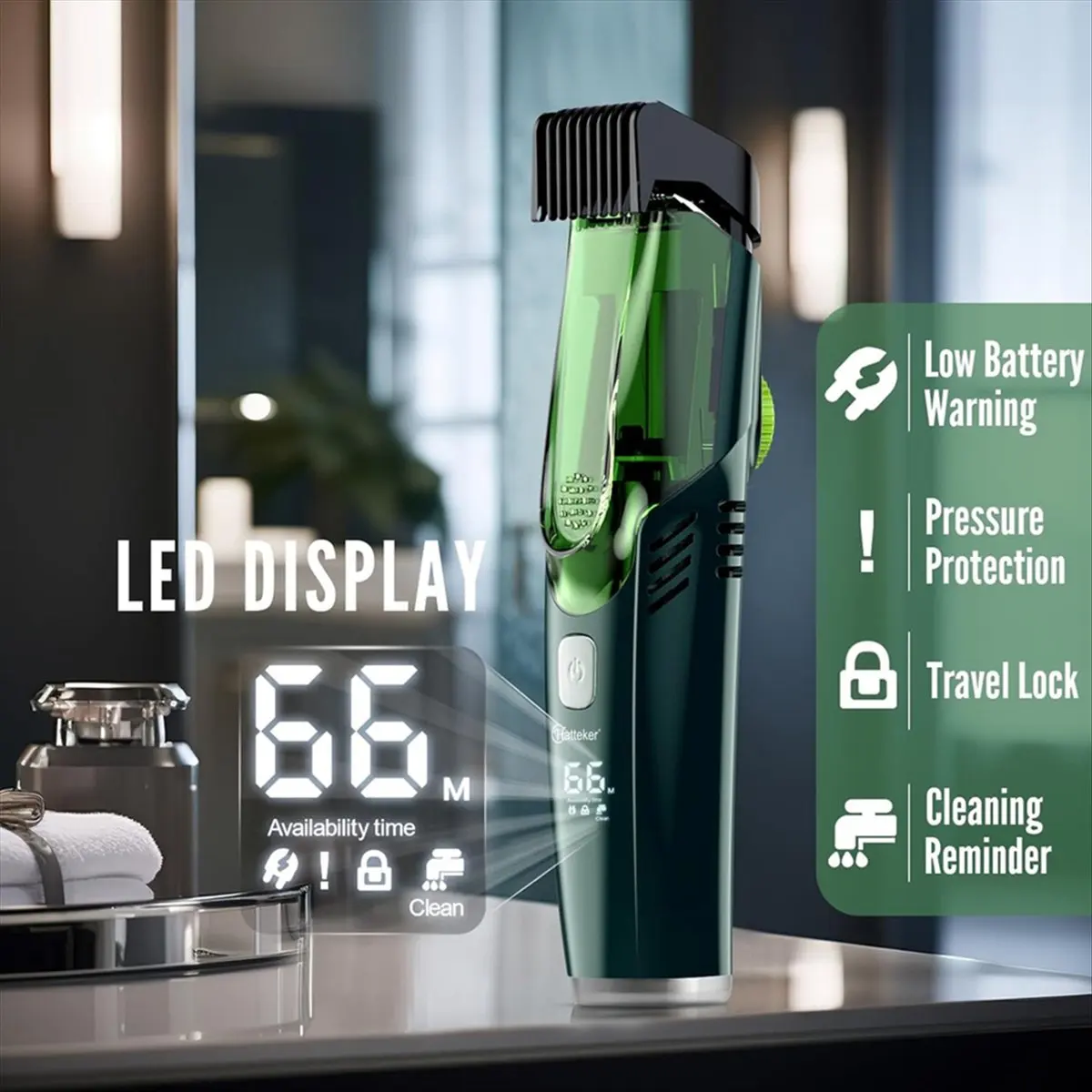 dt34コードレス髭トリマー、内蔵バキューム付き電気シェーバー、ipx6防水、口髭ともみあげ用クリッパー