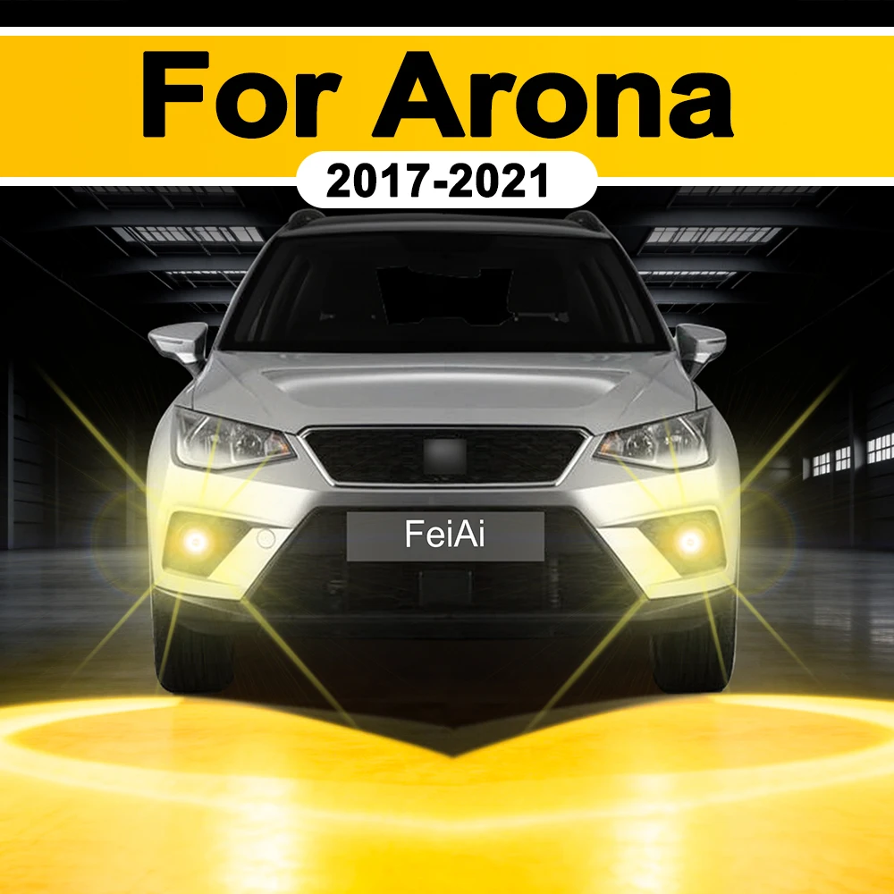 

Светодиодные противотуманные фары H3 для Seat Arona, аксессуары, суперяркие, для автомобилей 2017-2021 годов, желтые