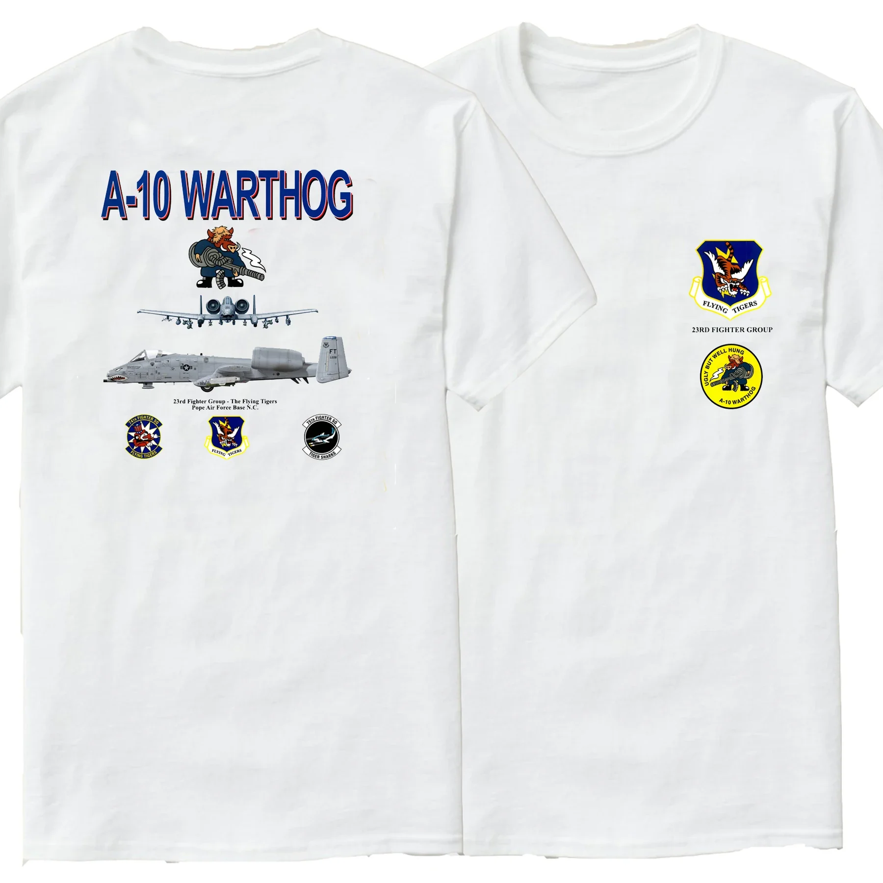 USAF Flying Tigers 23 Fighter Group A-10 Warthog Attack Aircraft T-Shirt Short Sleeve Casual 100% Cotton O-Neck Mens T-shirt