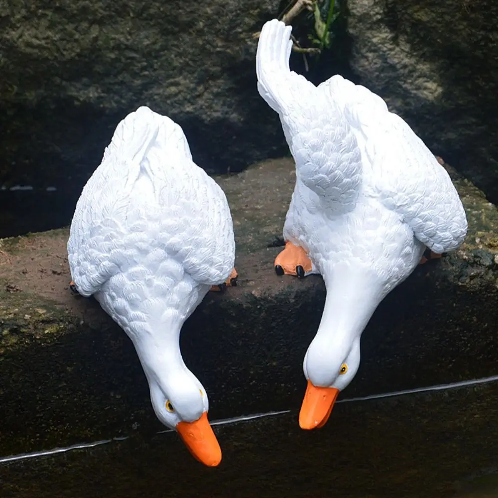 

2pcs Crafts Resin Drinking Water Duck Statue Creative Cute Animal Sculpture Funny Waterproof Miniatures Figurine Home